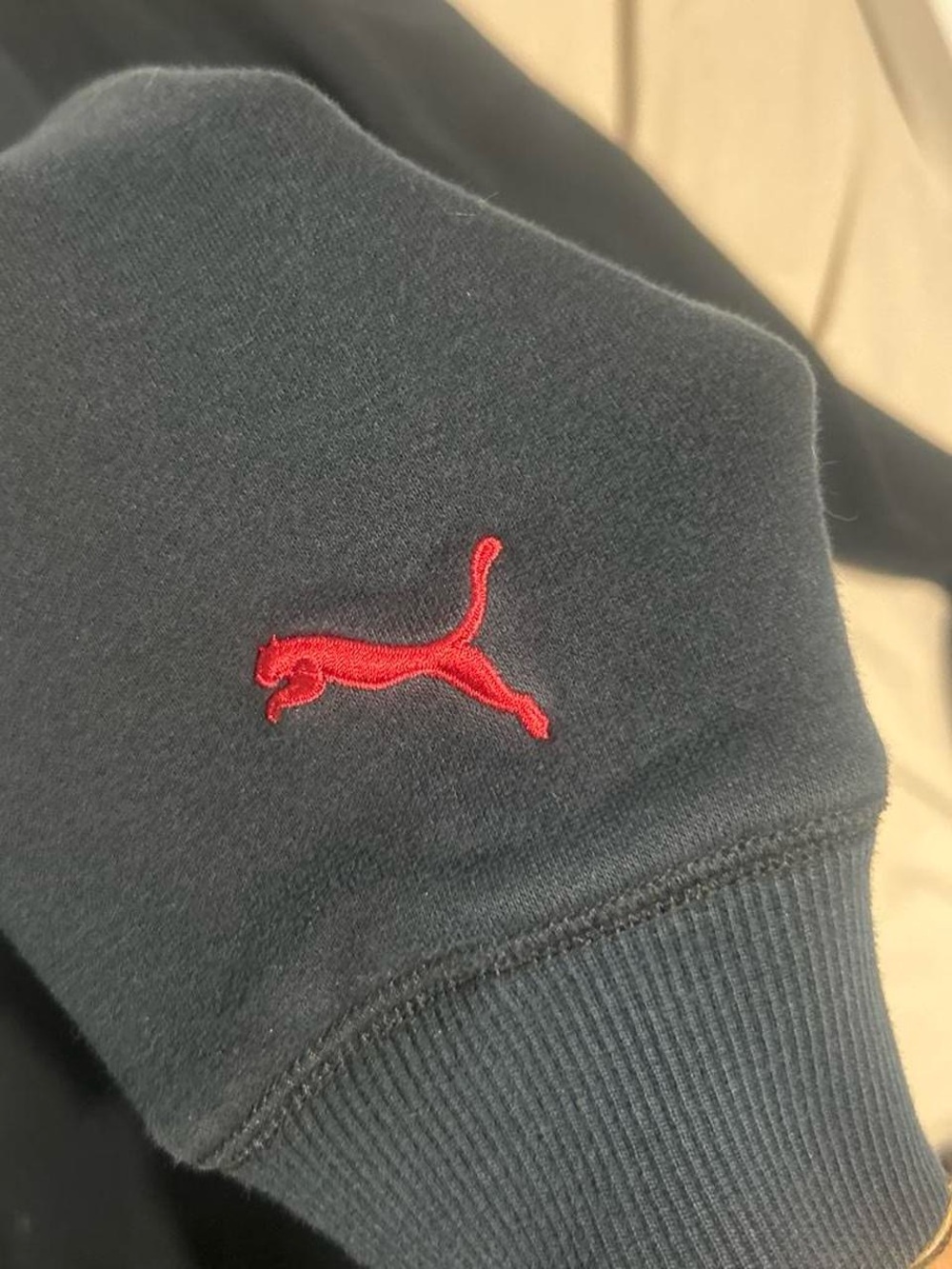 Puma Men’s Black Crewneck Sweatshirt with Red Puma Logo